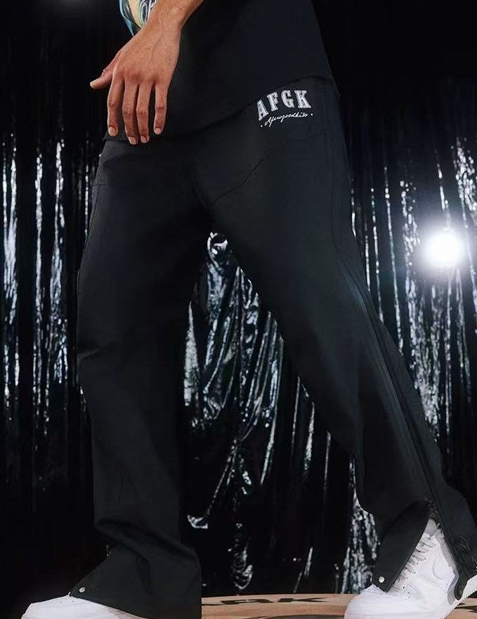 AFGK Letter Logo Full Zipper Pants
