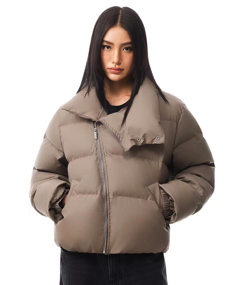 FDR Diagonal Zipper Stand Collar Down Jacket (For Women)