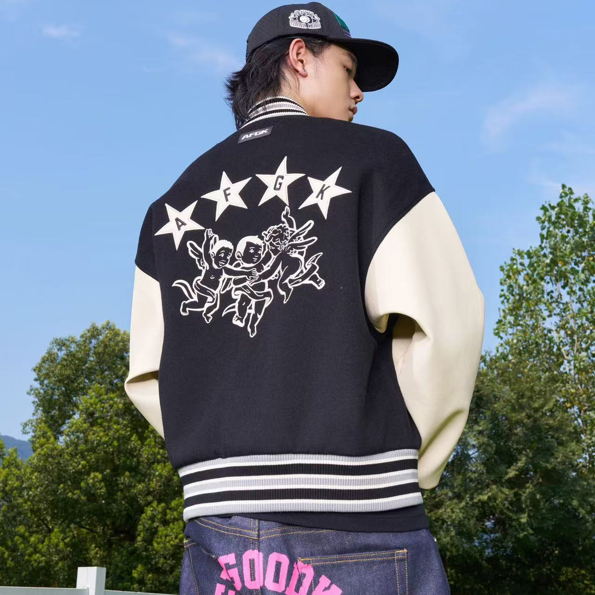 AFGK Angel Embroidered Baseball Jersey
