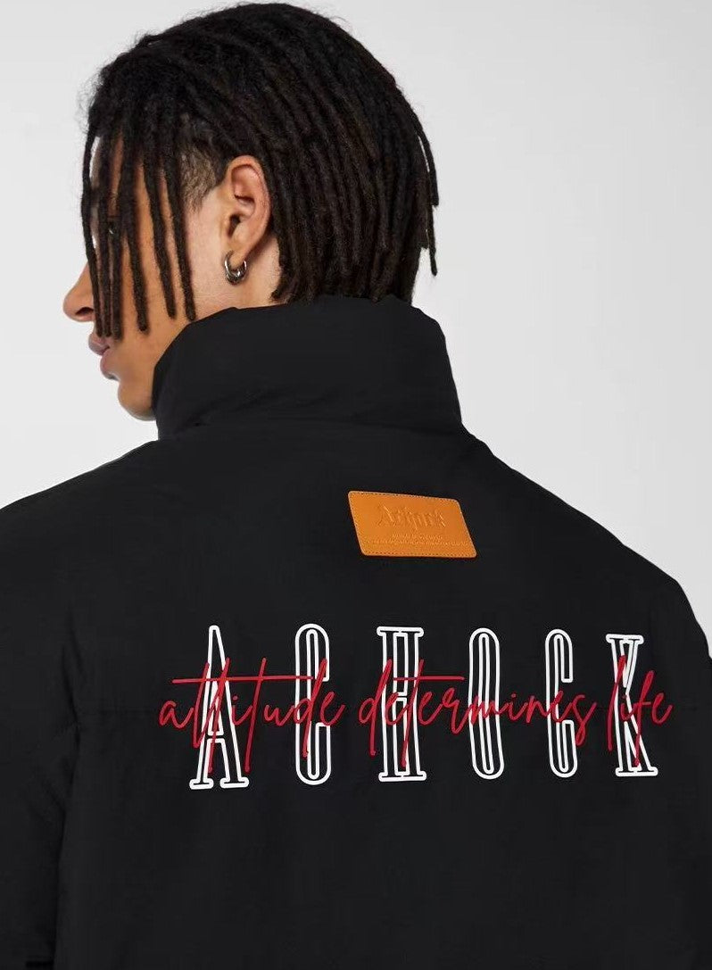 ACHOCK Logo Embroidered White Duck Down Jacket