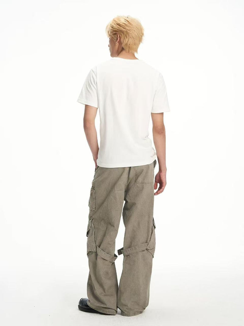 BIPOLAR Retro Ribbon Multi-pocket Workwear Style Pants
