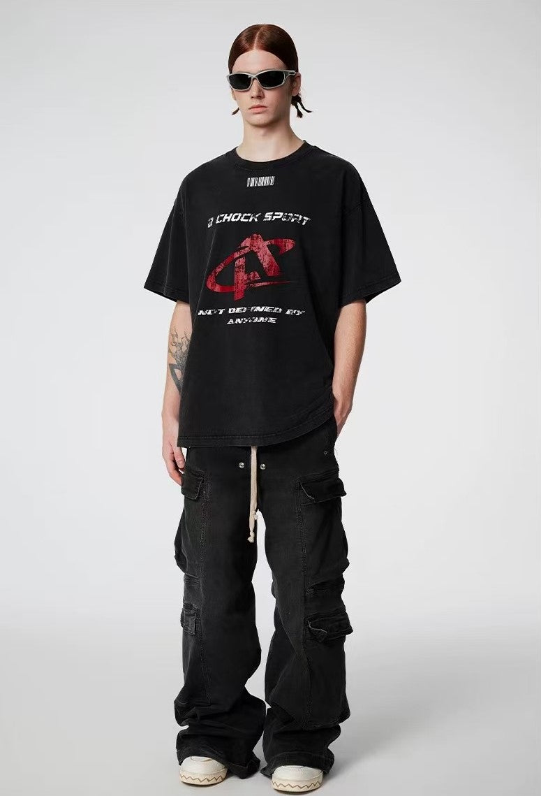 ACHOCK Heavy Washed Distressed Logo T-shirt