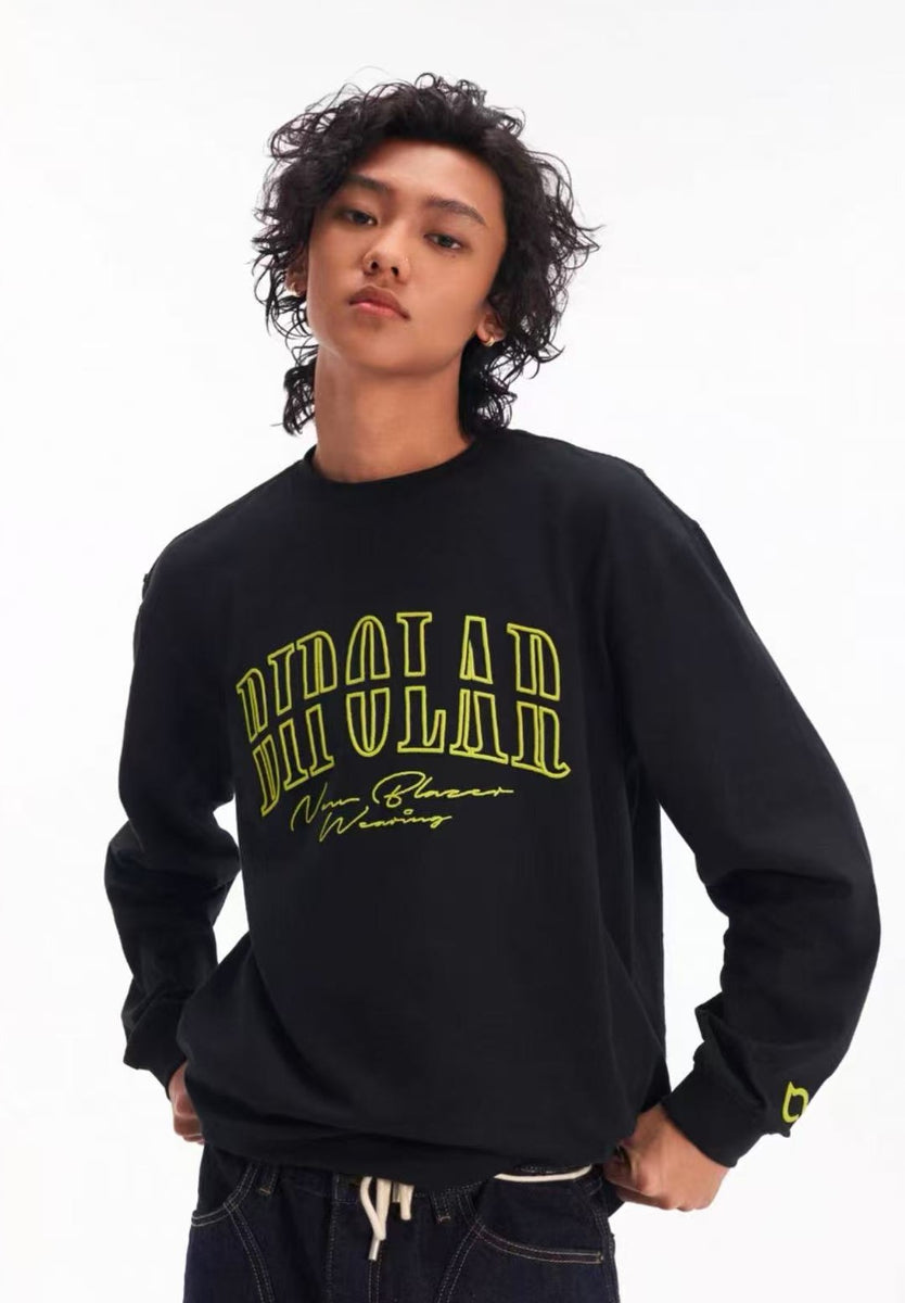 BIPOLAR Basic Embroidered Long-sleeved T-shirt
