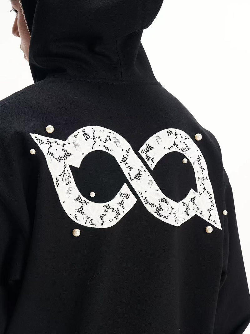 BIPOLAR Lace Pearl Patch Logo Hoodie