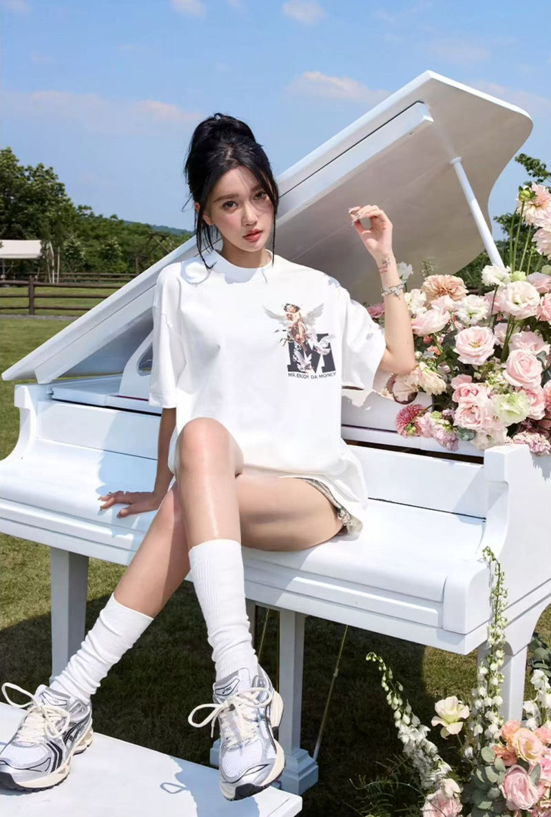 MEDM Angel Print Short-sleeve T-Shirt