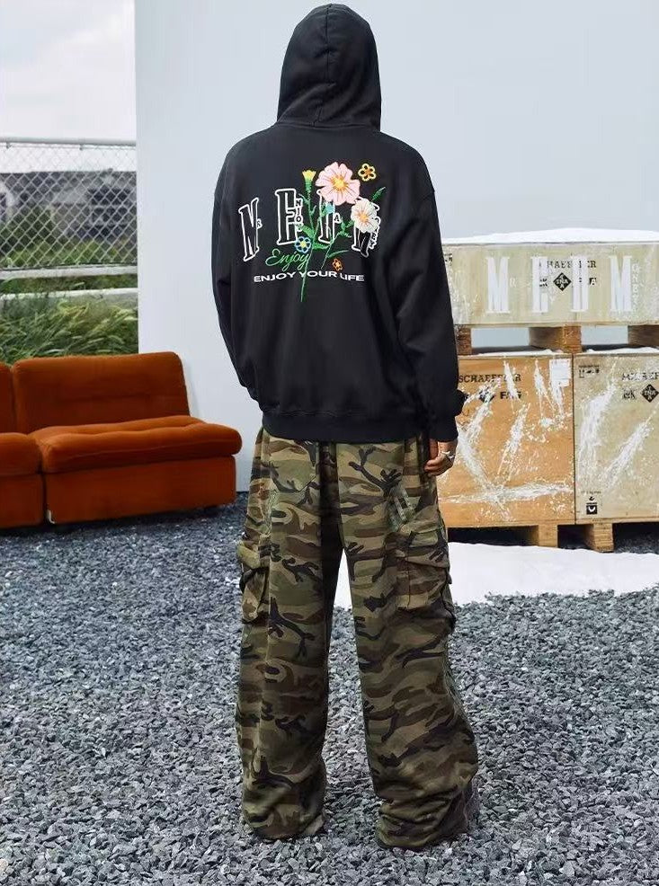 MEDM Chain Embroidered Flower Large M Zipper Hoodie