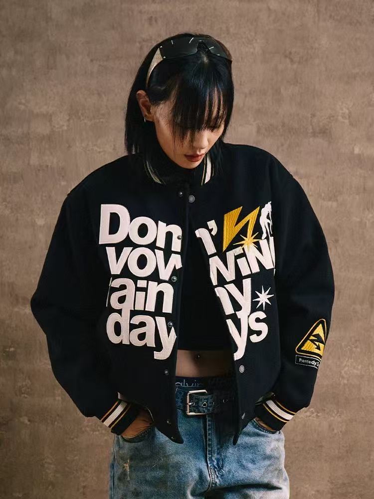 REMEDY Lightning Pledge Embroidered Letter Jacket