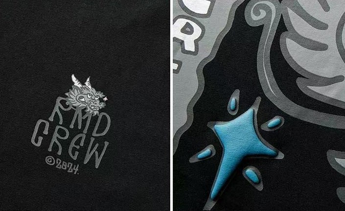 REMEDY 3M Reflective Cartoon Draagon Short-sleeve T-shirt