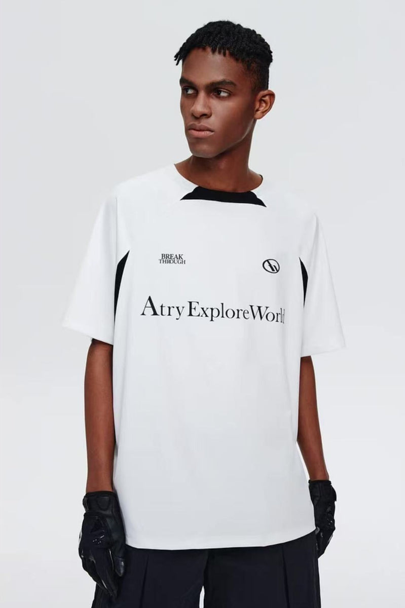 ATRY  Mesh Stitching Contrasting Colors T-shirt