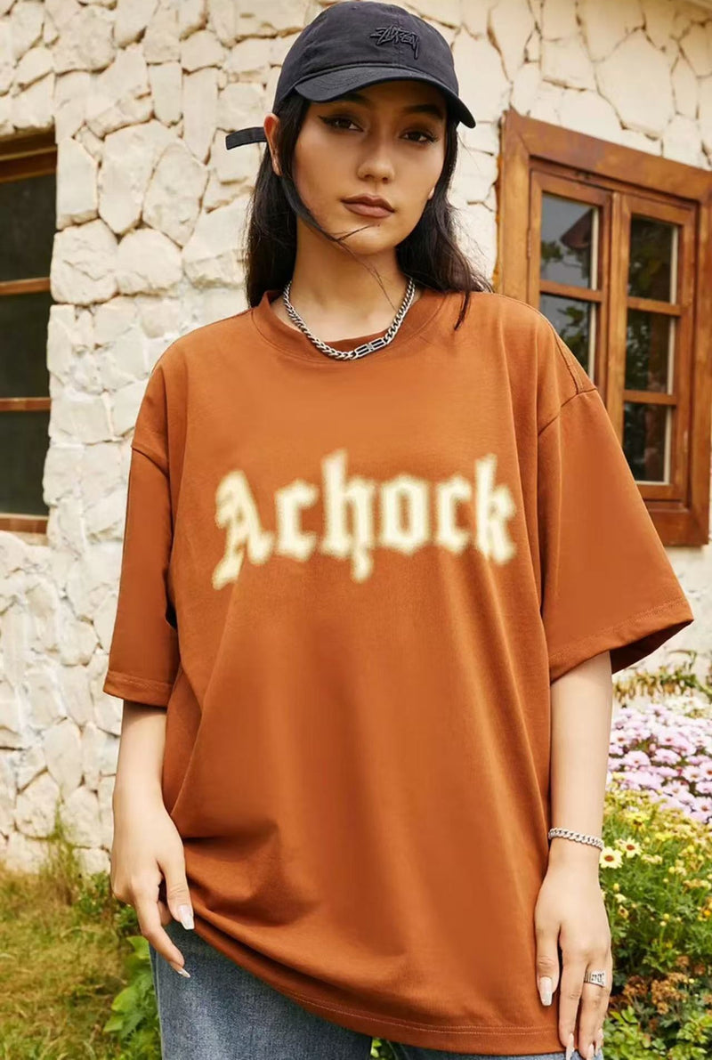 ACHOCK Simple Dot Logo Blur Printed T-shirt