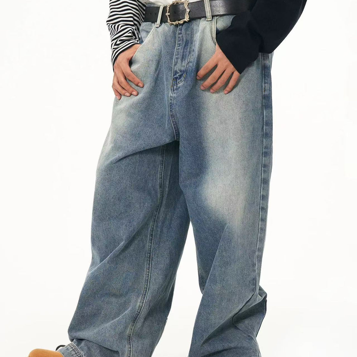 BIPOLAR Mirrored Wide-leg Jeans