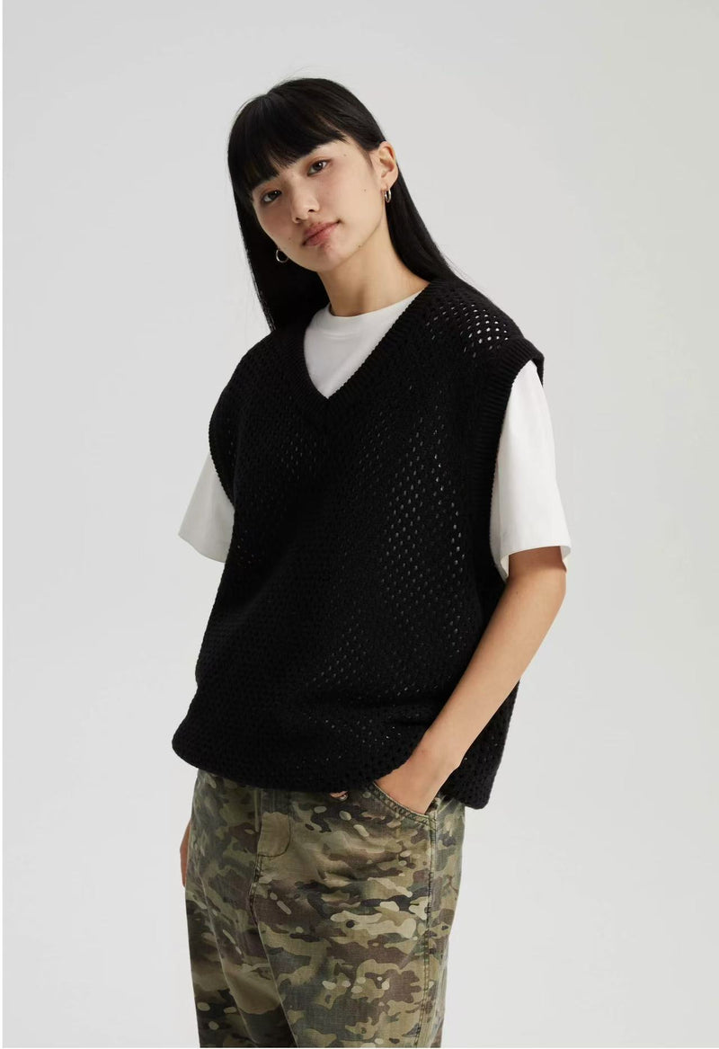 WASSUP Hollow V-neck Wool Vest