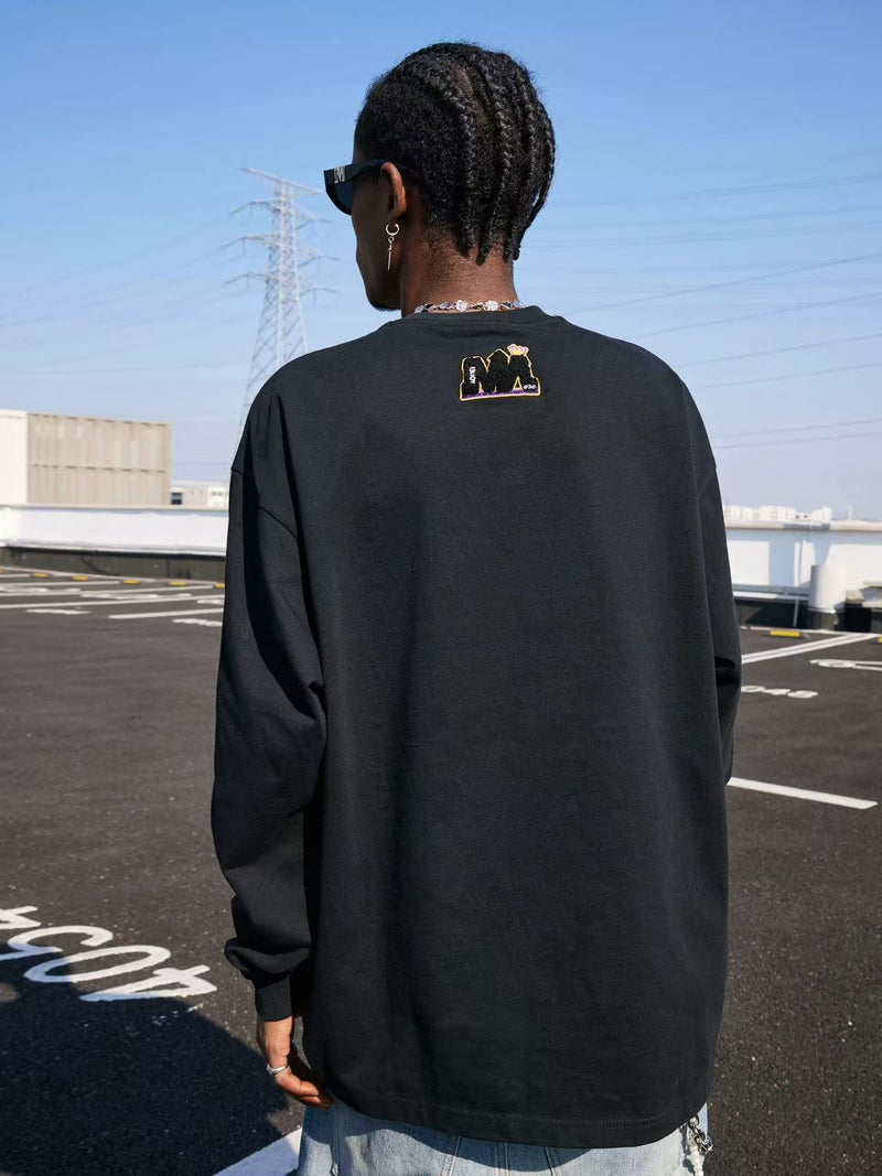 MEDMxNecessityFinery Toothbrush Embroidered Long-sleeved T-shirt