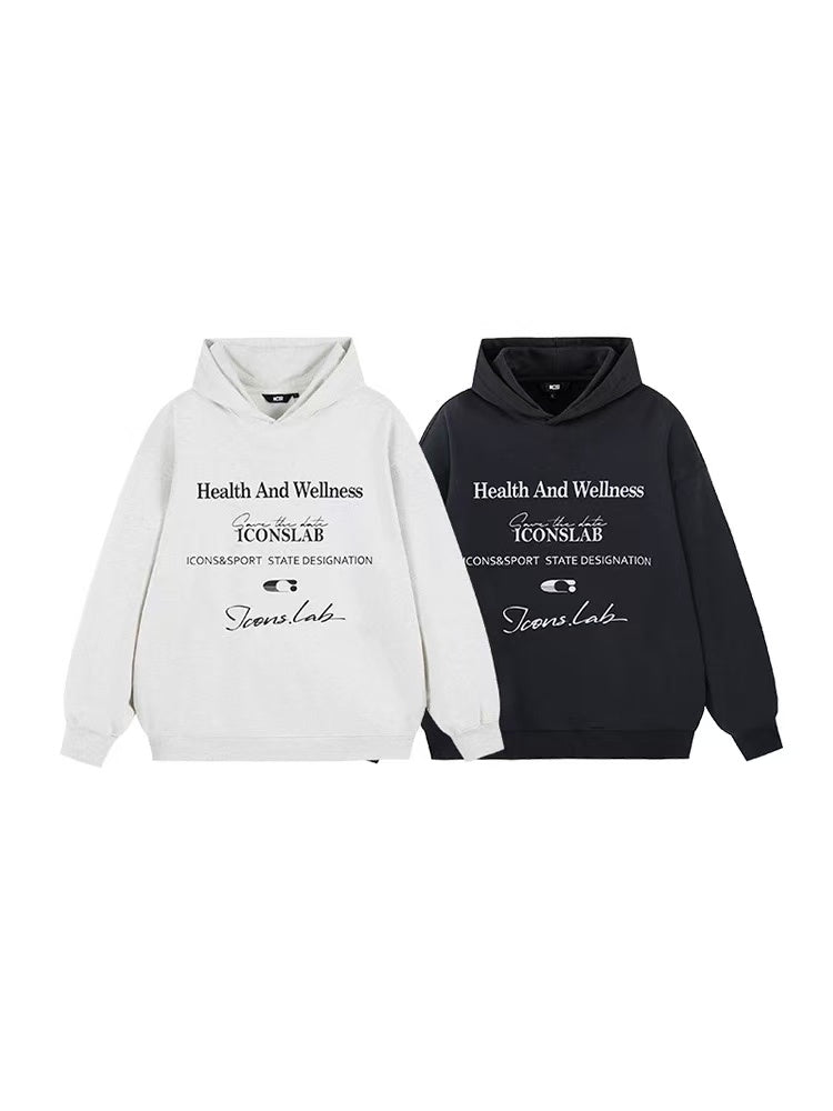 ICONSLAB Retro Handwritten Letters Printed Hoodie