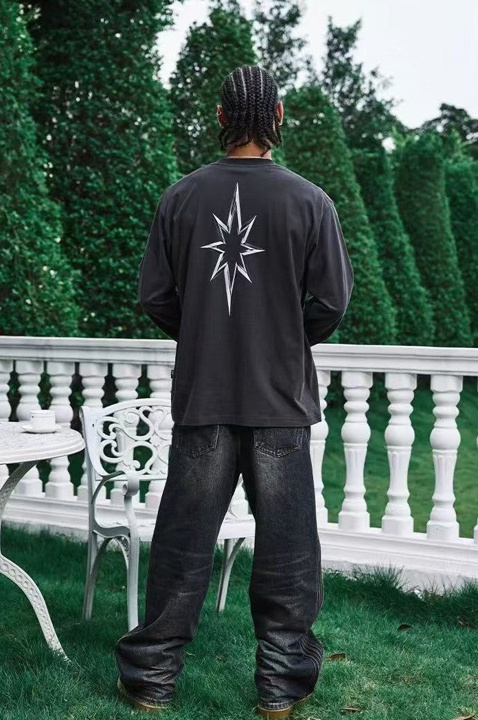 REMEDY Octagram Star Print Long-sleeve Tee