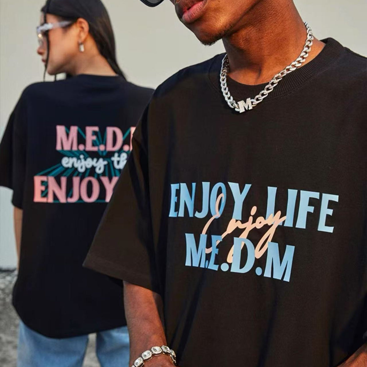 MEDM Three-dimensional Letters Short-sleeved T-shirt