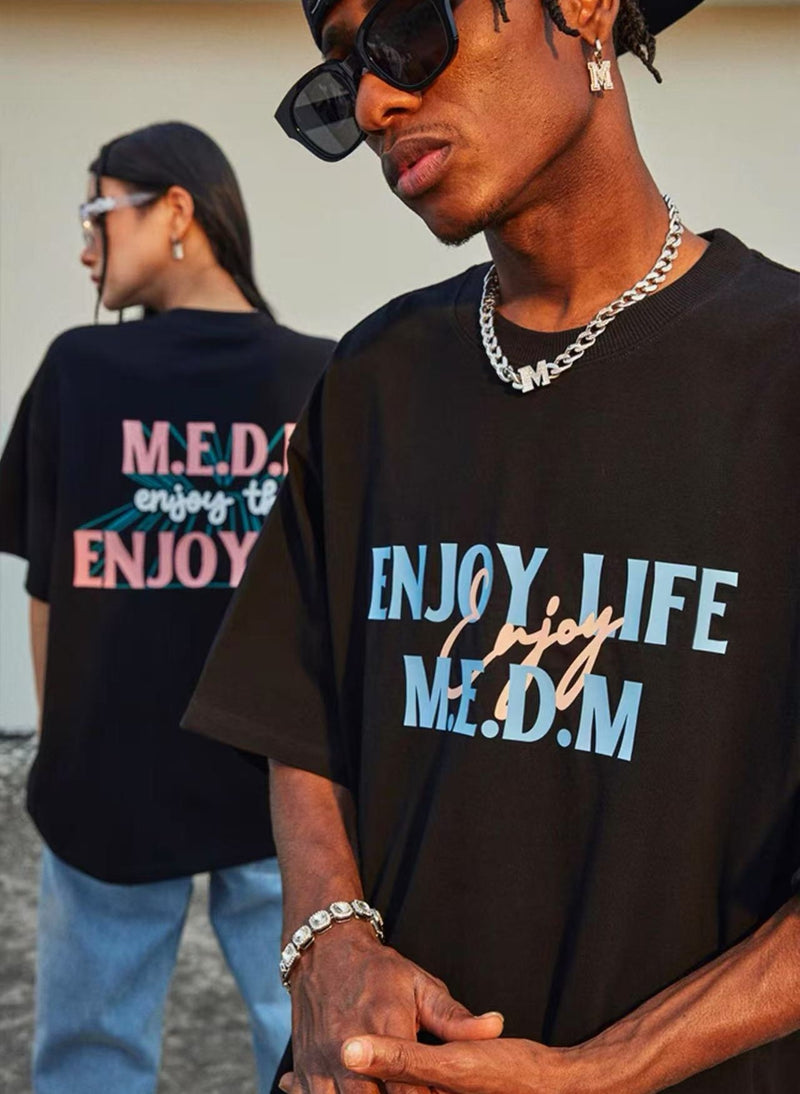 MEDM Three-dimensional Letters Short-sleeved T-shirt