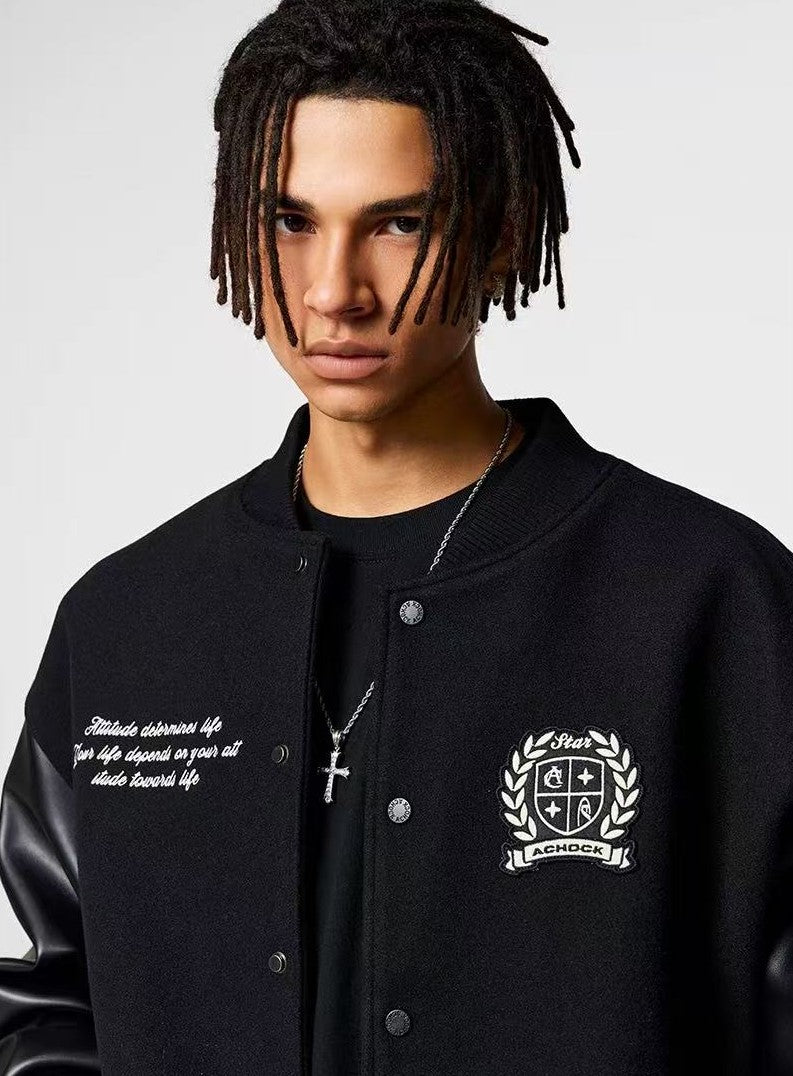 ACHOCK Vintage Patchwork Logo Design Jacket