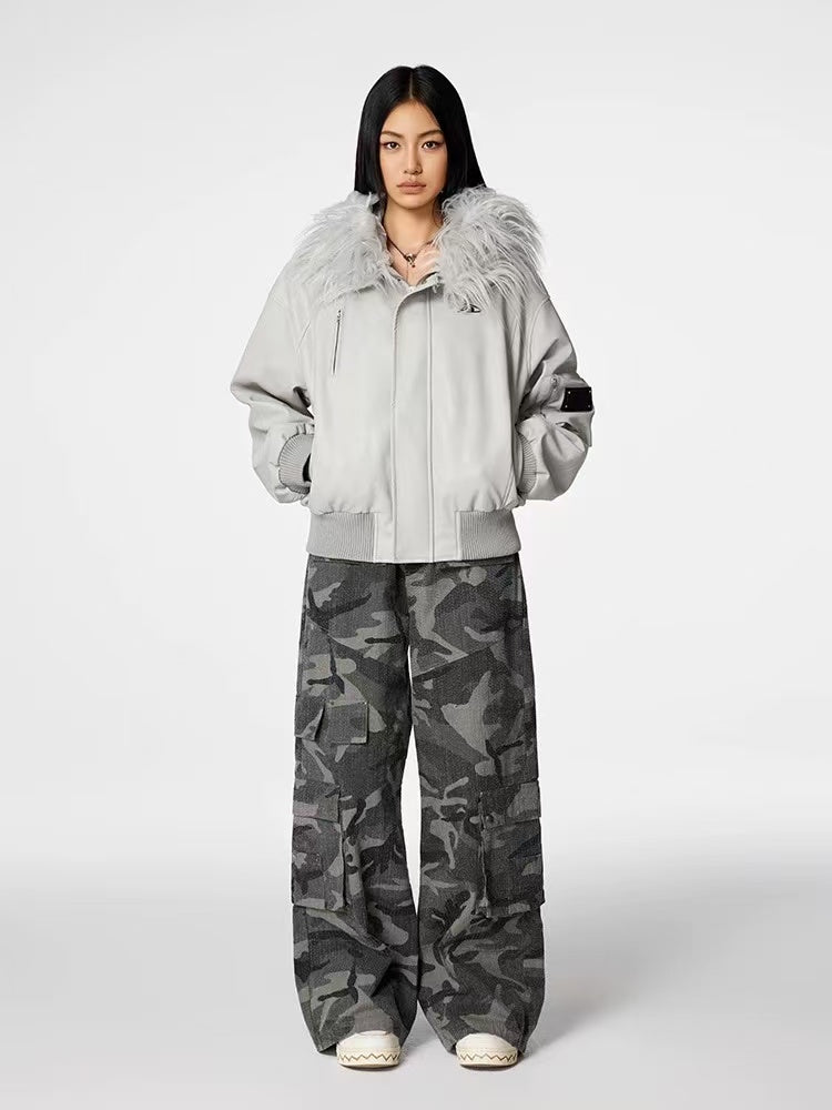 ACHOCK Retro Heavy Duty Workwear Camouflage Jeans