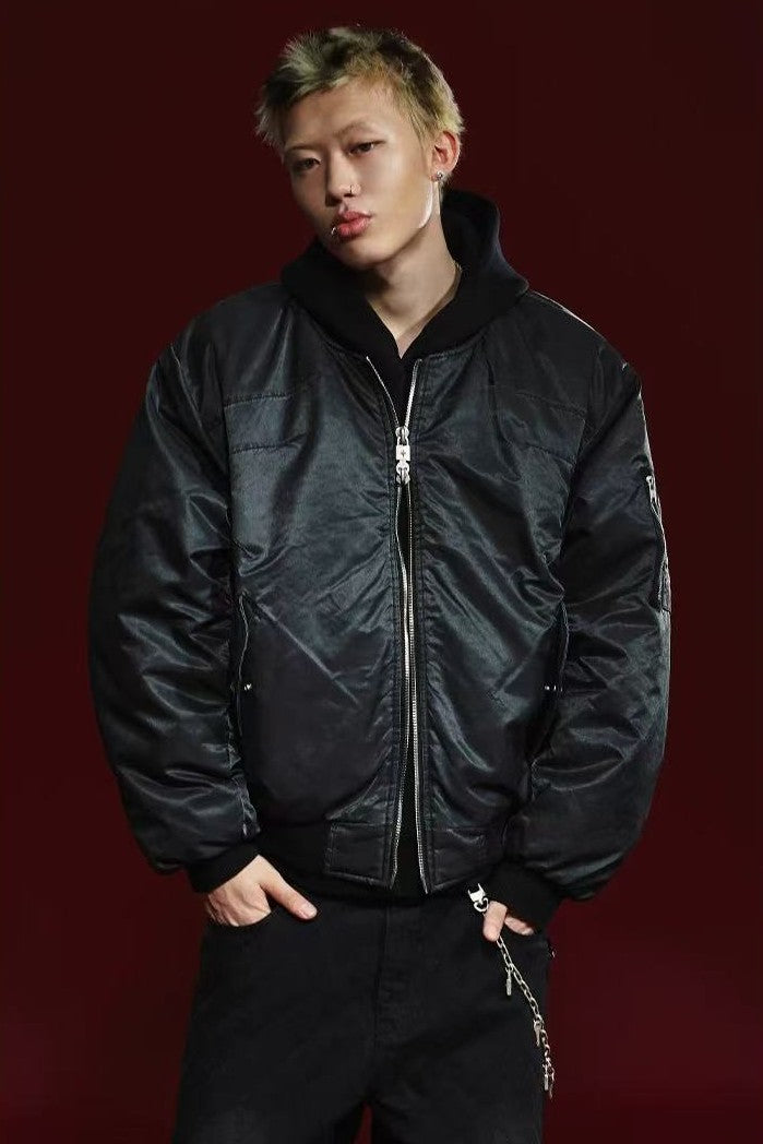 REMEDY Pleated Quilted  Bomber Jacket