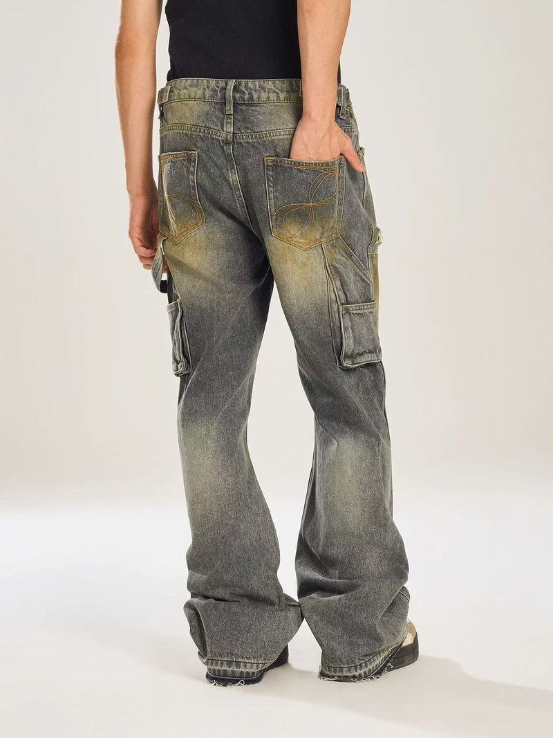 BIPOLAR Washed Dirty Blue Denim Jeans