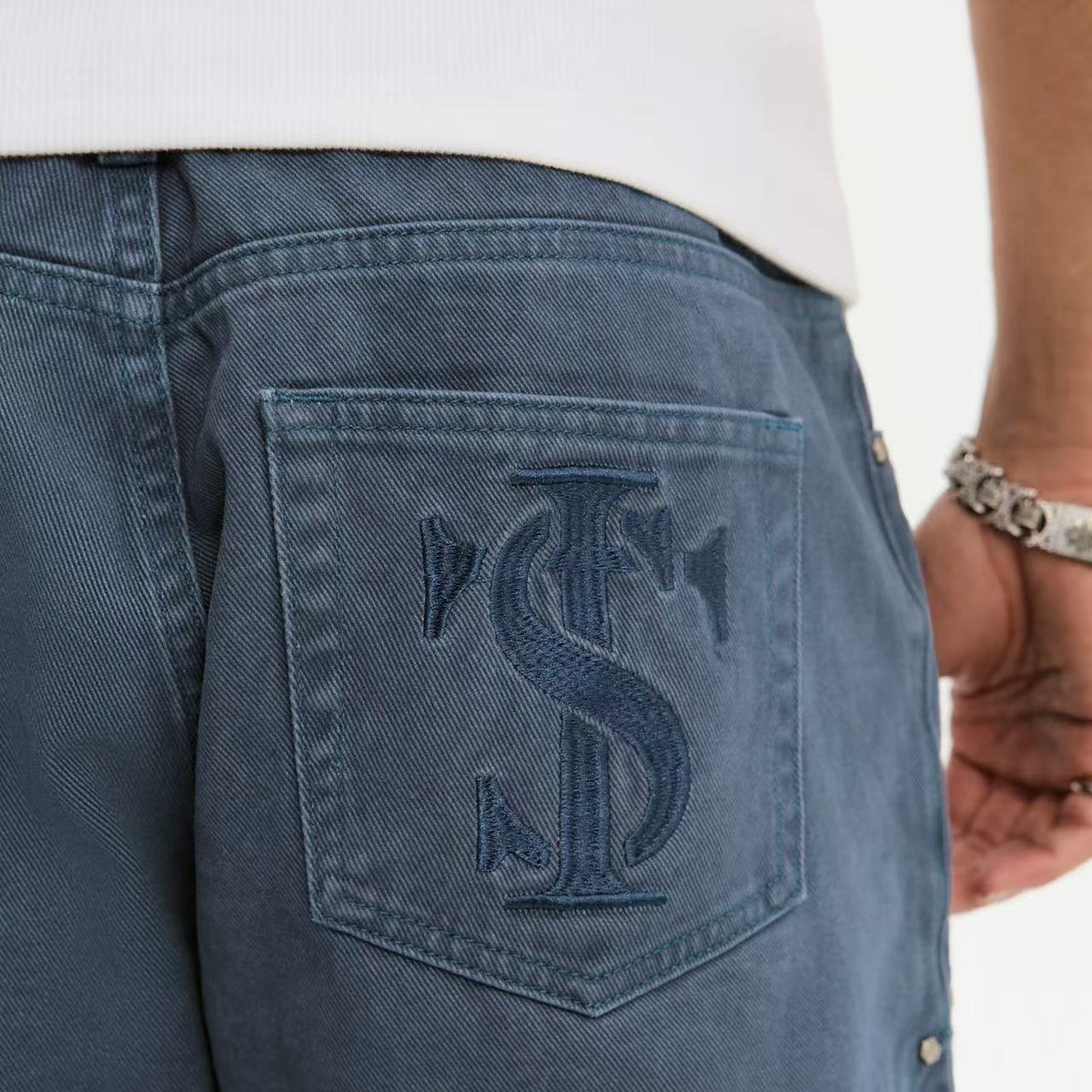 STK Vintage Waterwashed Curved Blade Flared Jeans