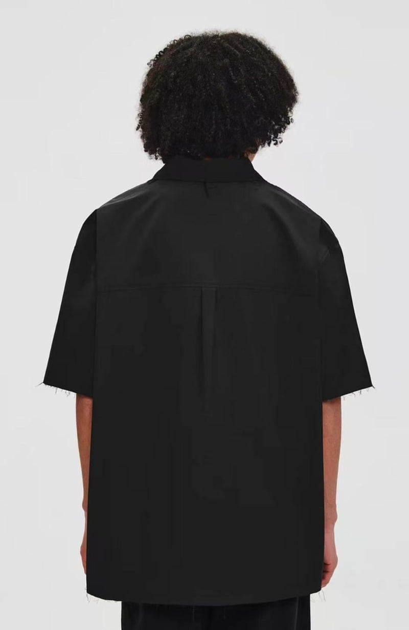 ATRY Frayed Texture Short-sleeved Casual Splicing POLO