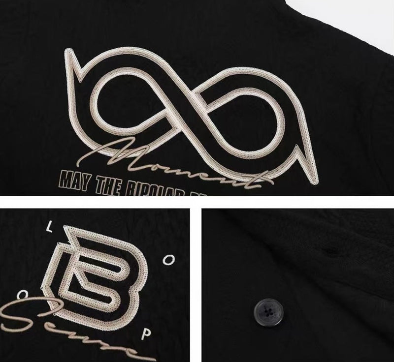 BIPOLAR Logo Printed Textured Long-sleeve Shirts