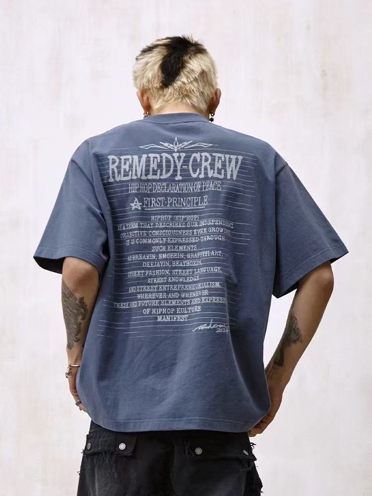 REMEDY Retro Letter Print Short-sleeve T-shirt