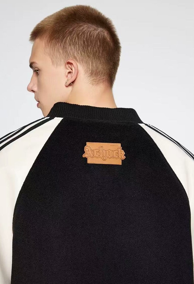 ACHOCK Contrast Patchwork Raglan-sleeve Baseball Jersey