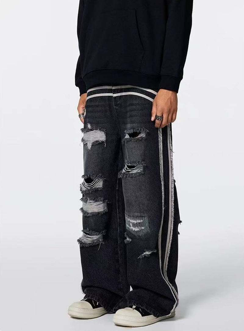 ACHOCK Washed Ripped Distressed Jeans