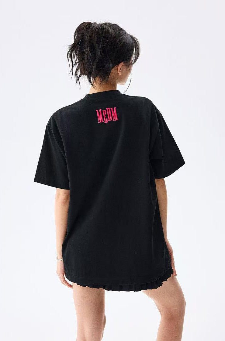 MEDM Webbing Embroidered Letter Short-sleeves T-shirt