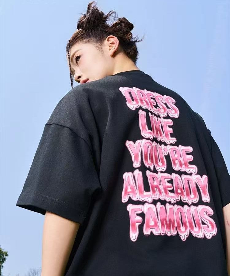 AFGK Liquid Font Printed Short-sleeved T-shirt