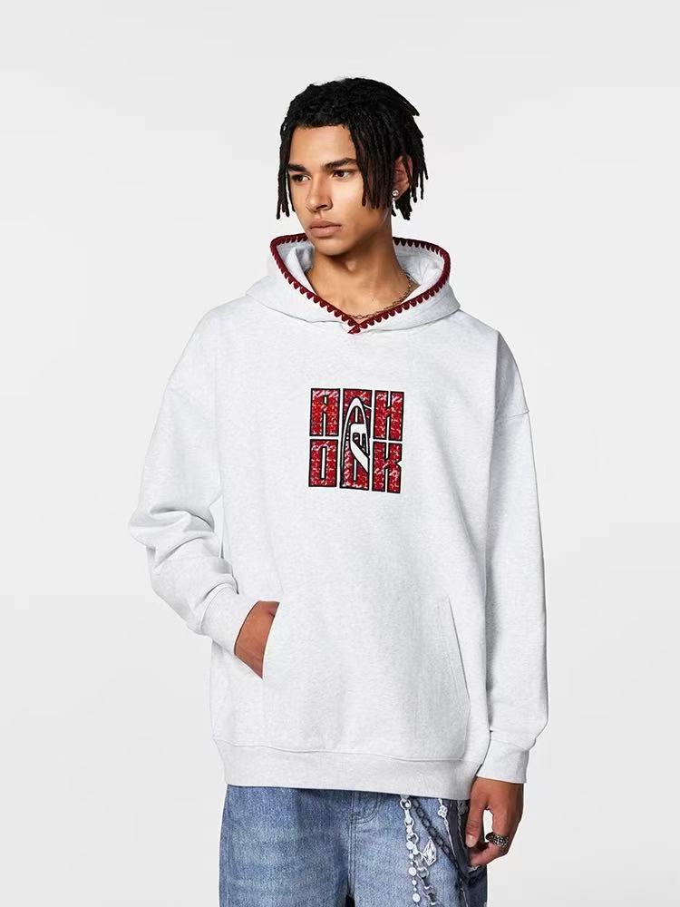 ACHOCK Retro Patch Embroidered Hoodie
