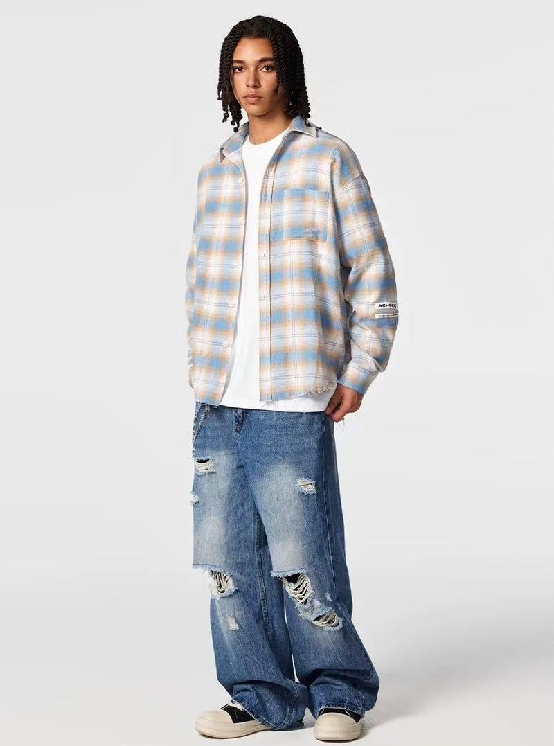 ACHOCK Casual Plaid Long-sleeve Shirt