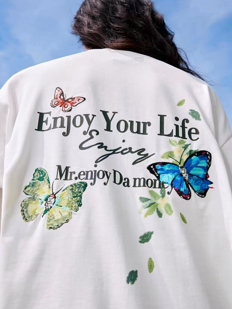 MEDM Butterfly Printed Long-sleeve T-shirt