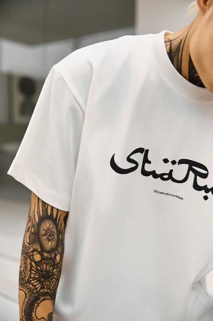 REMEDYxSTA Arabic Letter Print Short-sleeved T-shirt