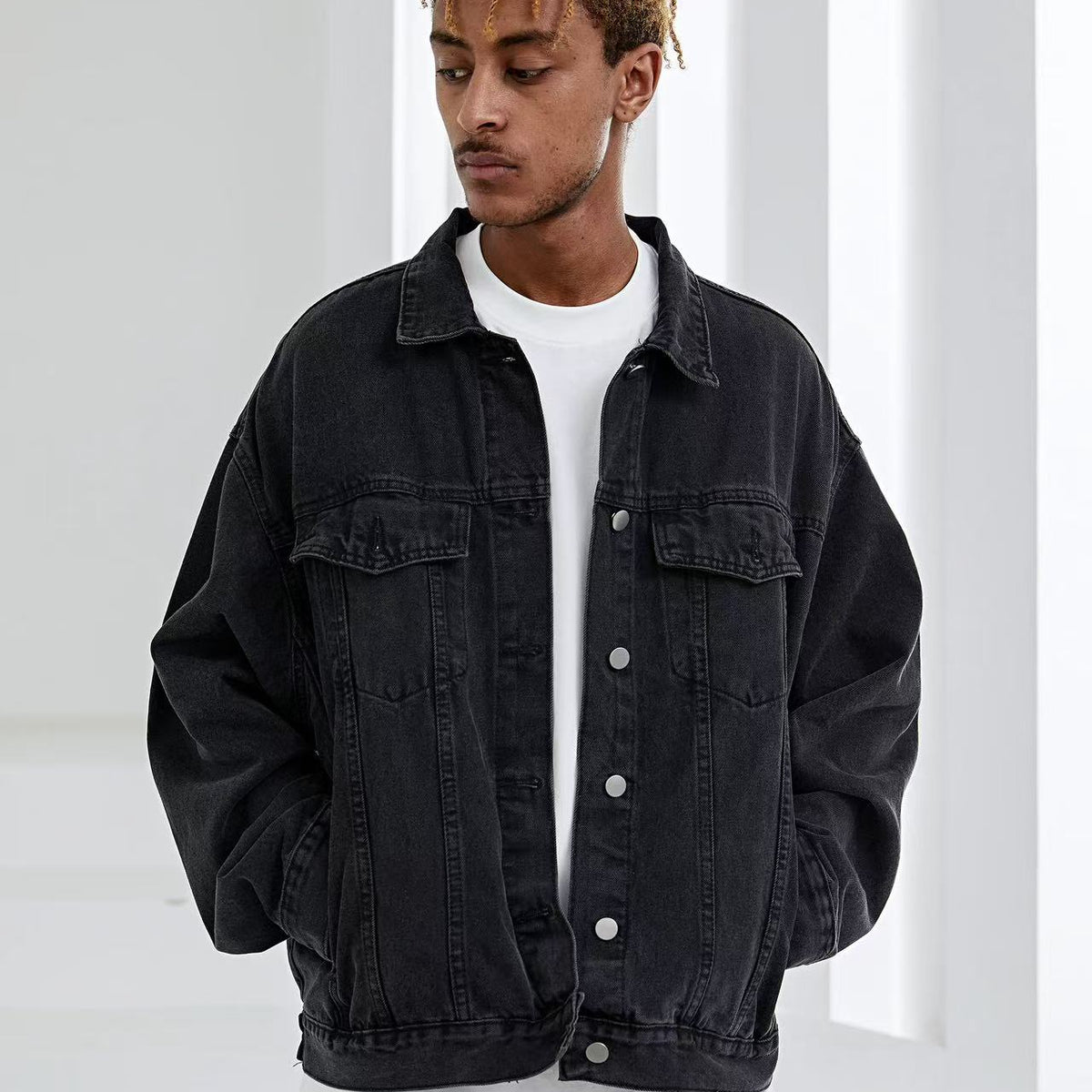 ACHOCK Simple Solid Color Denim Jacket