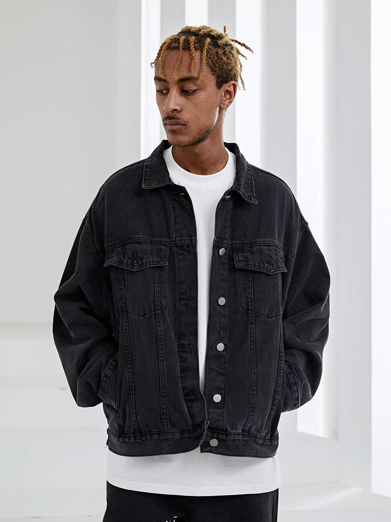 ACHOCK Simple Solid Color Denim Jacket