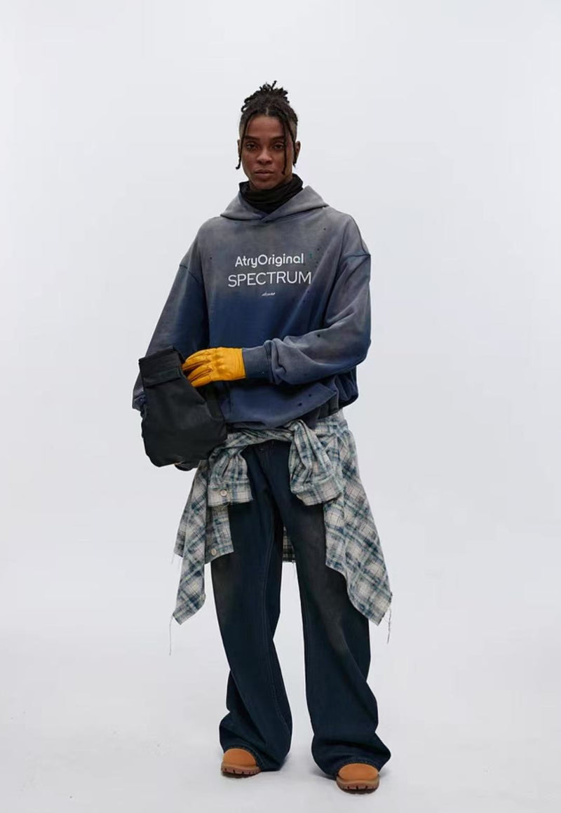 ATRY Hand-painted Splash-ink Gradient Washed Hoodie