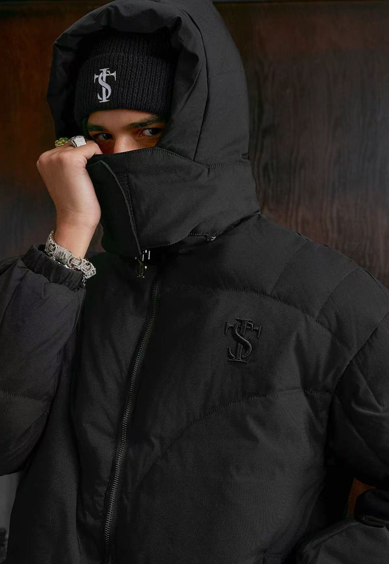 STK Vintage Quilted Embroidered Hooded Down Jacket