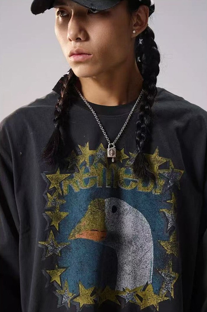REMEDY Retro Duck Print Long-sleeve Tee