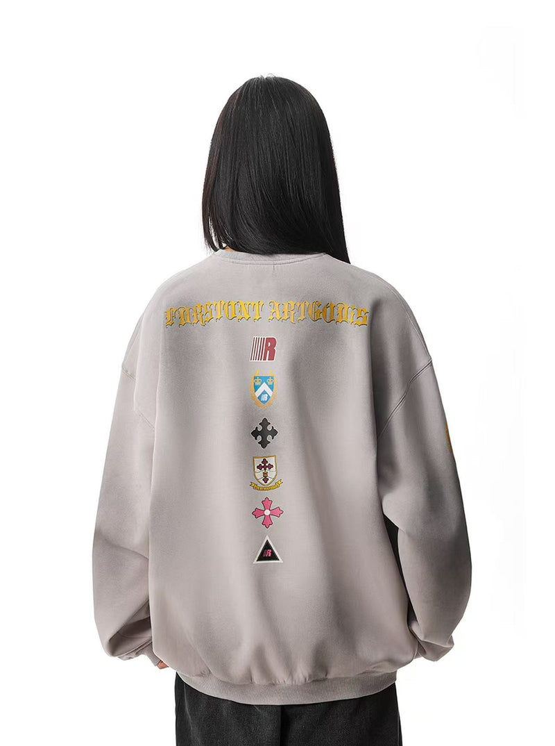 FDR Retro Dirty Round Neck Logo Print Sweatshirt