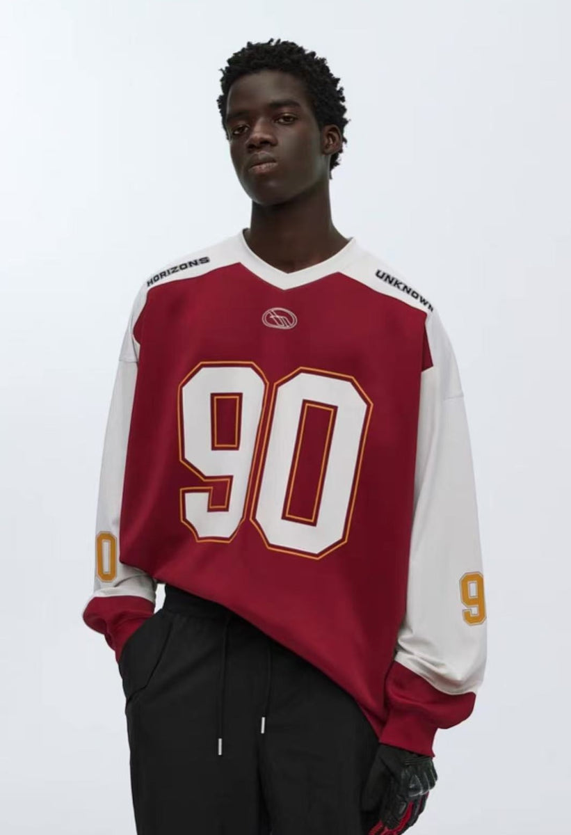 ATRY Contrast color V-neck Long-sleeved Ice Hockey Jersey