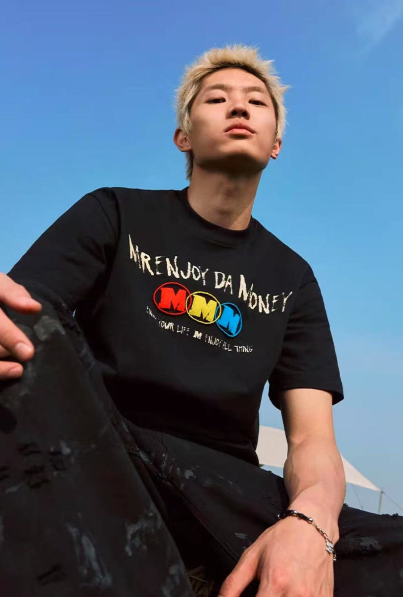 MEDM Ink Word Embroidered Short-sleeved T-shirt