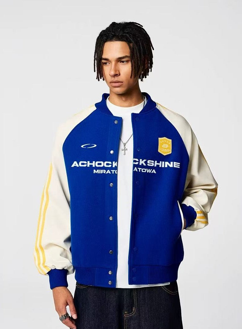ACHOCK Stitched Contrasting Retro Baseball Jacket