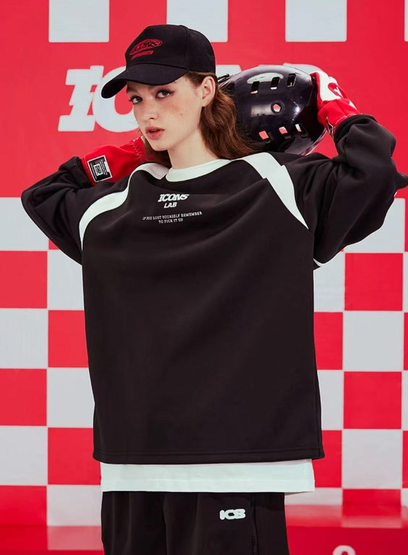 ICONSLAB Racing Collar Air Layer Contrast Dyed Woven Sweatshirt