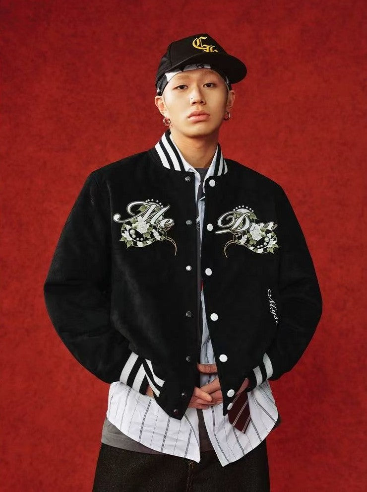 MEDM "Year of the Snake" Suede Varsity Jacket