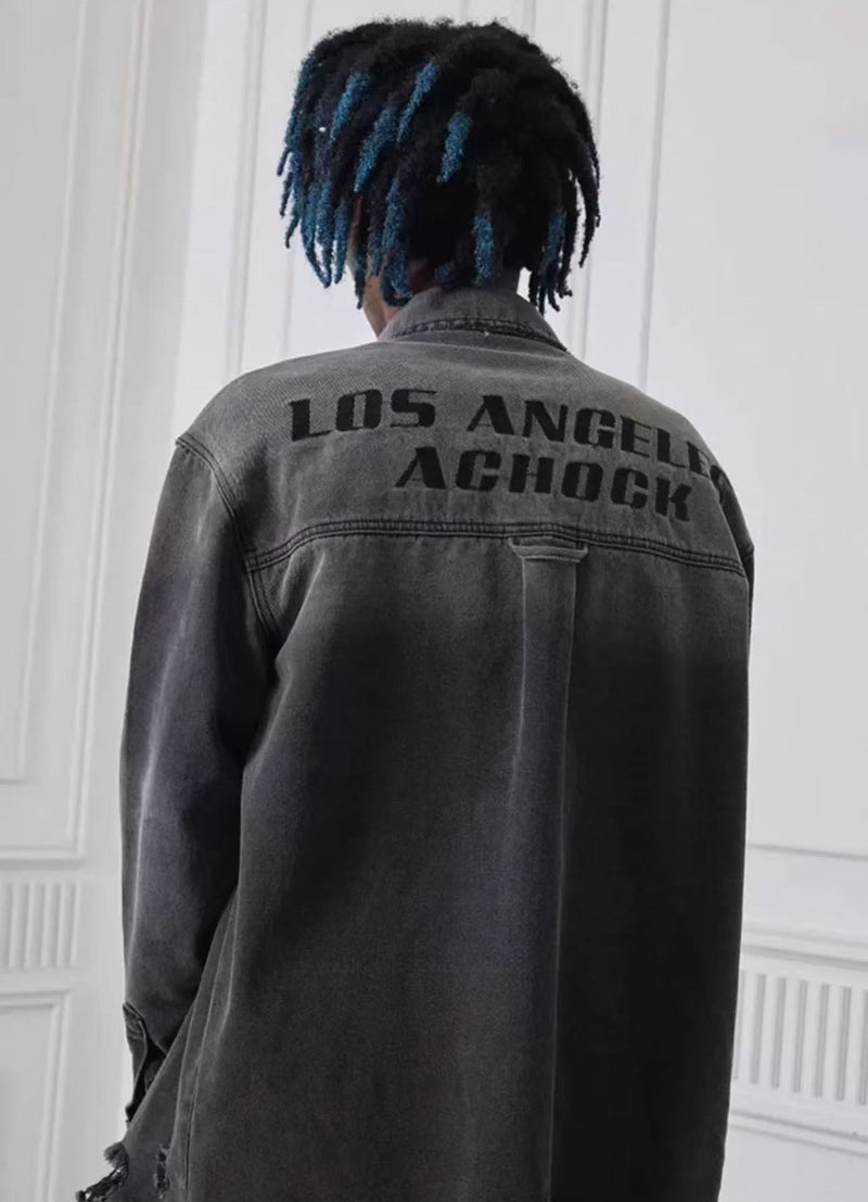 ACHOCK Retro Distressed Denim Jacket