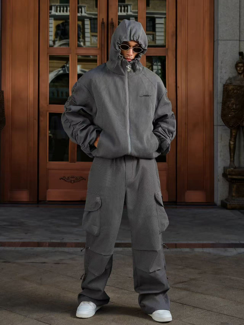 STK Vintage Ruched Split Hooded Jacket